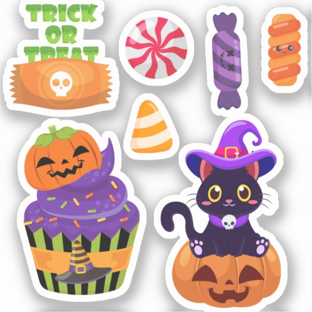Adesivo Halloween Cupcake Candy Corn (Frente)