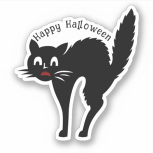 Adesivo Halloween De Gato Assustado