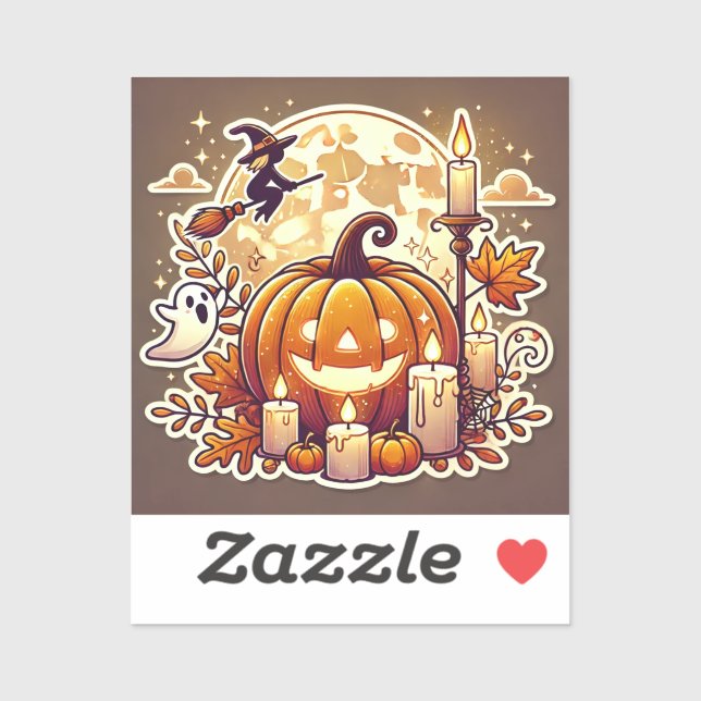 Adesivo Halloween Decal - Pumpkin, Bruxa, Fantasma e Lua C (Folha)