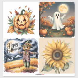 Adesivo Halloween, Ghost, Jack-O-Lantern, Scarecrow,