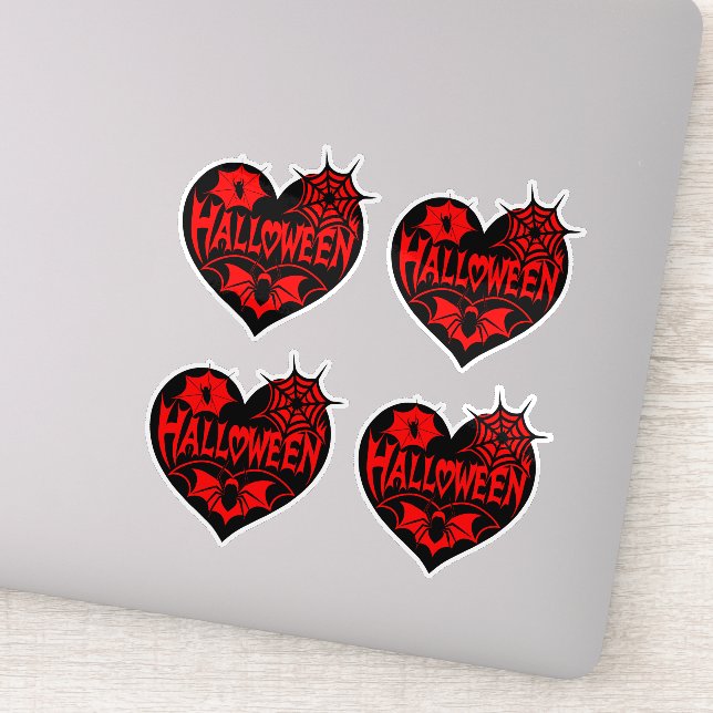 Adesivo Halloween Heart, Black Heart Shape, Spider Web (Detalhe)