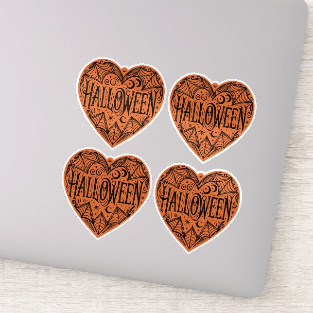 Adesivo Halloween Heart, Orange Heart Shape, Holiday (Detalhe)