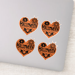 Adesivo Halloween Heart, Orange Heart Shape, Spider Web