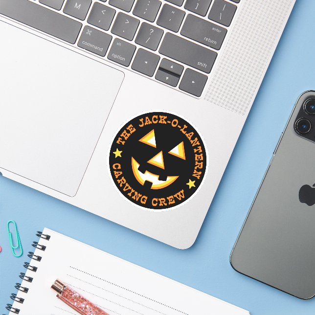 Adesivo Halloween Jack-O-Lanterna Pumpkin Carving Crew (Notebook com iPhone)