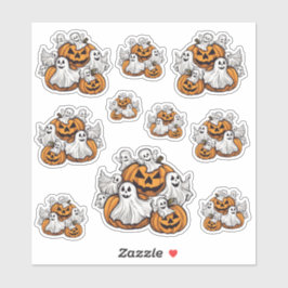 Adesivo Halloween: Kleine Geister mit Kürbissen -