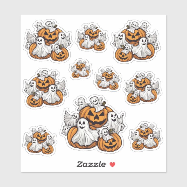 Adesivo Halloween: Kleine Geister mit Kürbissen -  (Folha)