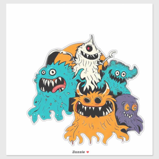 Adesivo Halloween/Monstro/Outubro/Outono  (Folha)