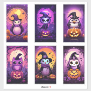 Adesivo Halloween Purple Emo Penguin com amigos