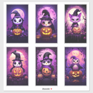 Adesivo Halloween Purple Emo Penguin com amigos 2