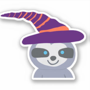 Adesivo Halloween Sloth no Chapéu das Bruxas