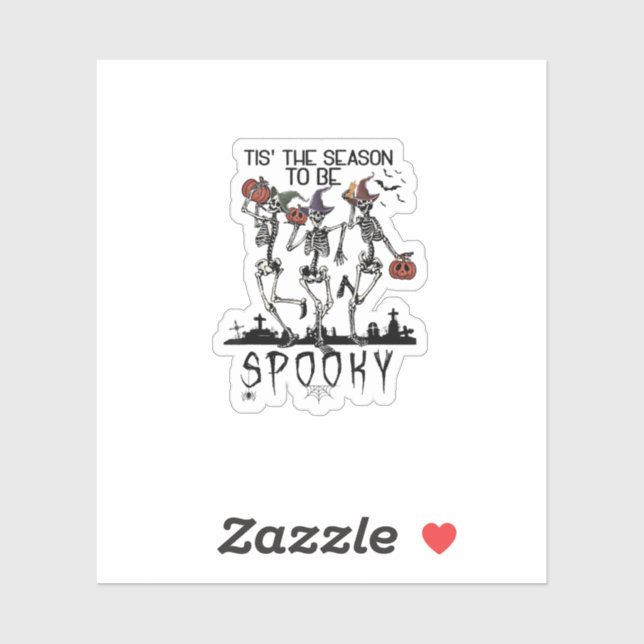 Adesivo Halloween Tis The Season To Spooky Dancing Skeleto (Folha)