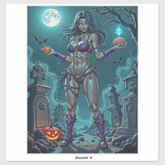 Adesivo Halloween Treat ou Zombie Namorada w Cérebros (Folha)