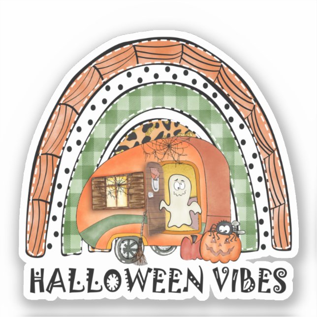 Adesivo Halloween Vibes - Arco-Íris Laranja (Frente)