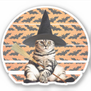 Adesivo Halloween Witch Cat