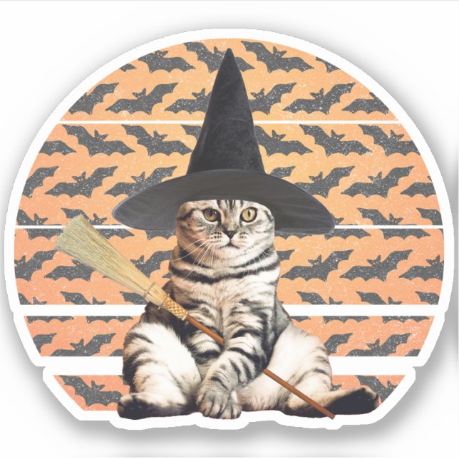 Adesivo Halloween Witch Cat (Frente)