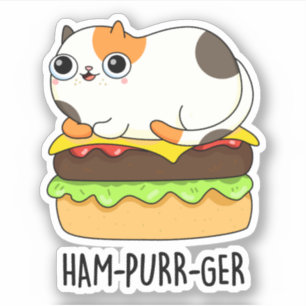 Adesivo Ham-Purr-Ger Funny Cat Hamburger Pun