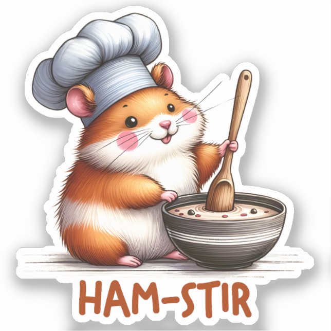 Adesivo Ham-stir Funny Kawaii Hamster Pun Sticker (Frente)