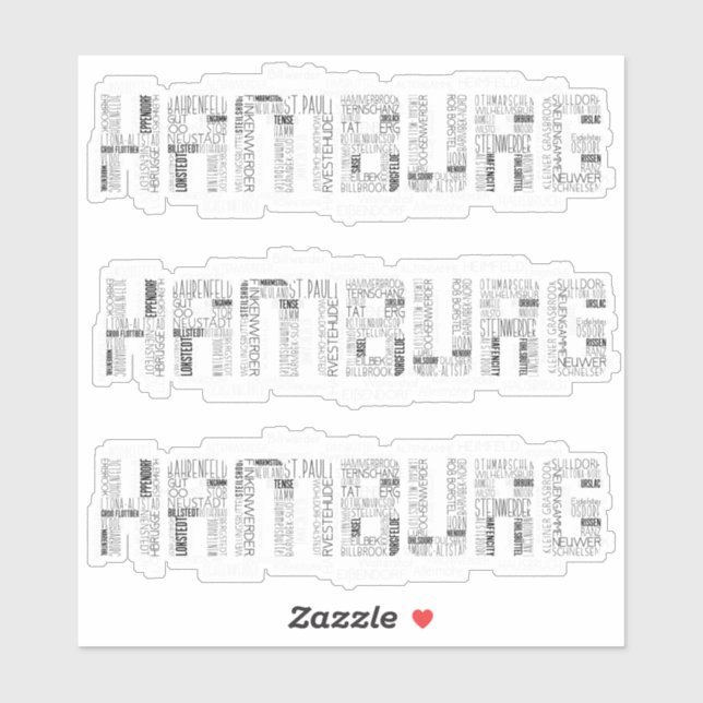 Adesivo Hamburgo Alemanha Quarters Word Art Typografia (Folha)