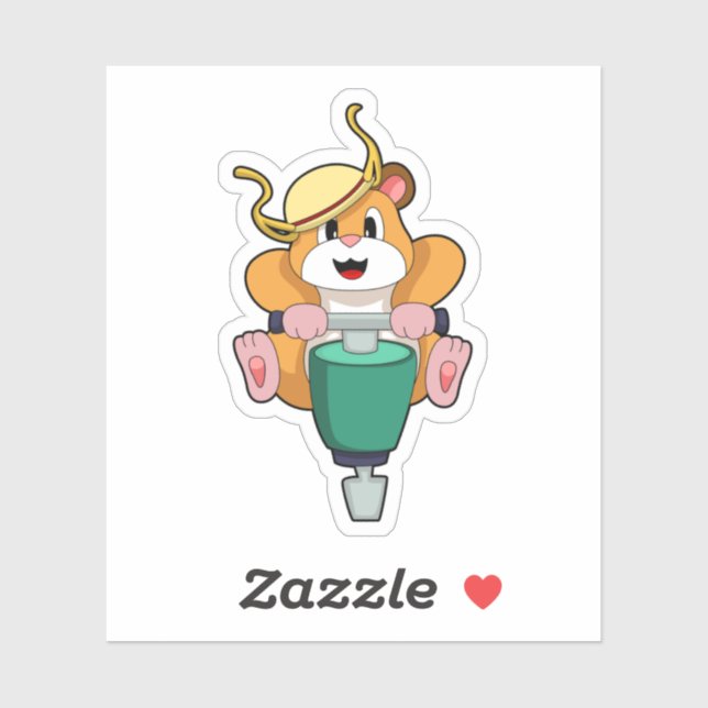 Adesivo Hamster com Jackhammer (Folha)