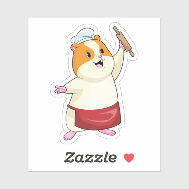 Adesivo Hamster como Baker com Rolling pin (Folha)