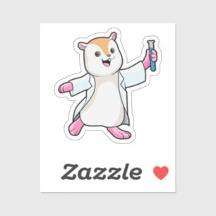 Adesivo Hamster como Cientista com tubo de ensaio