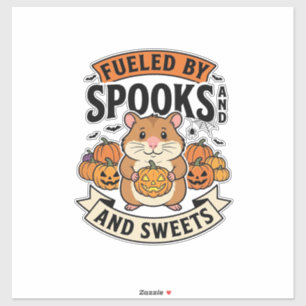 Adesivo Hamster de Halloween Alimentado por Espantalhos En
