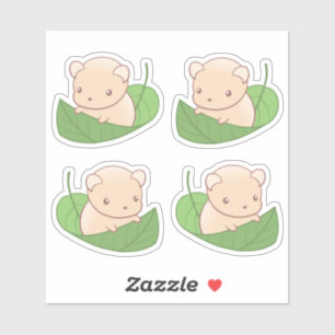 Adesivo Hamster de Rato Bonito Flutuando em um Conjunto Fo