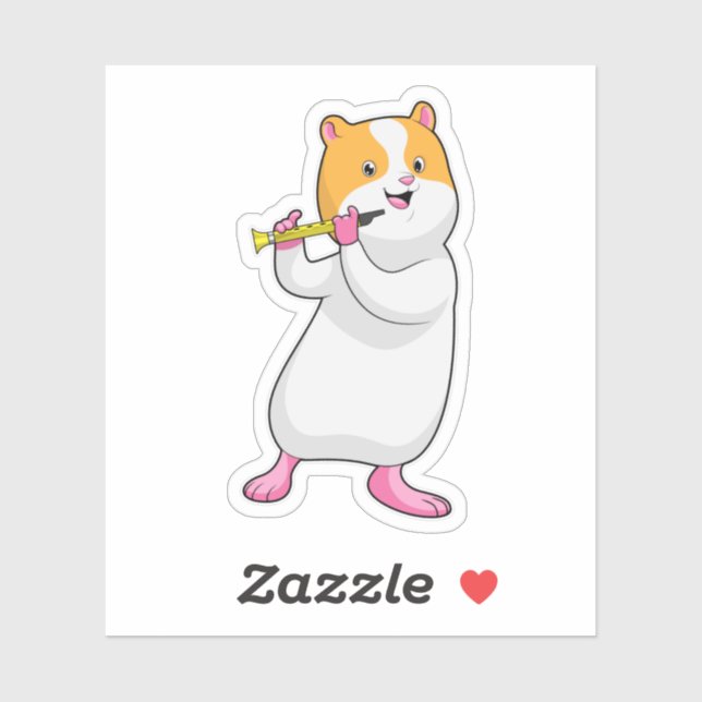 Adesivo Hamster em Música com Flute (Folha)