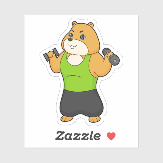 Adesivo Hamster Malhação Dumbbell (Folha)