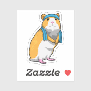 Adesivo Hamster na academia com toalha