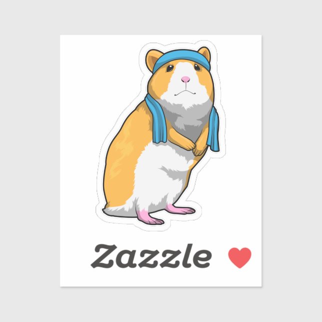 Adesivo Hamster na academia com toalha (Folha)