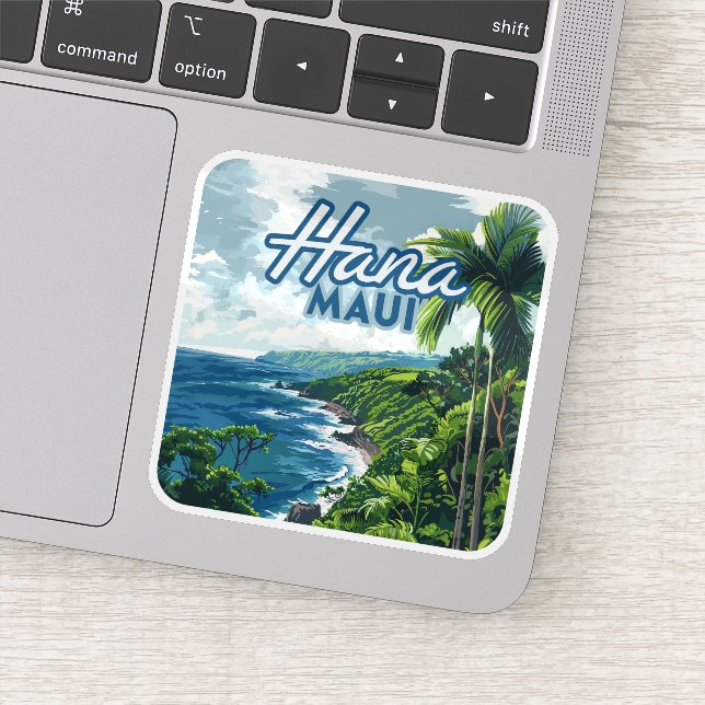 Adesivo Hana Maui Hawaii Road até Hana Beach Coast Retro (Detalhe)