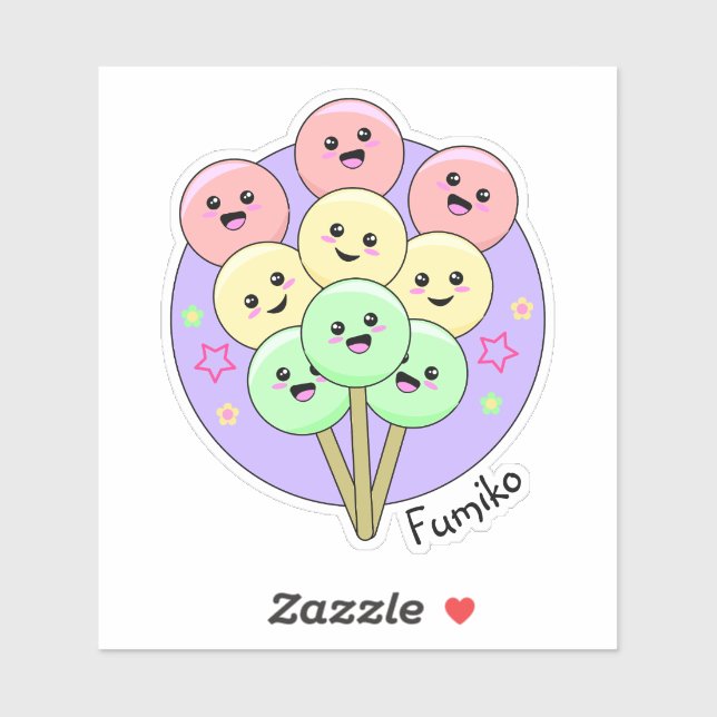 Adesivo Hanami Dango Doce Comida Japonesa Kawaii (Folha)