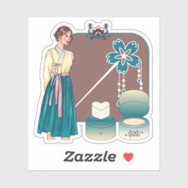 Adesivo Hanbok Elegante & Arte de Maquiagem Floral