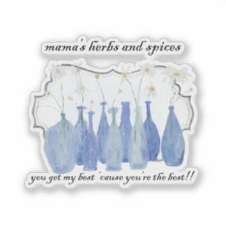 Adesivo Hand Painted Daisy Rosemary Jar Bottle 