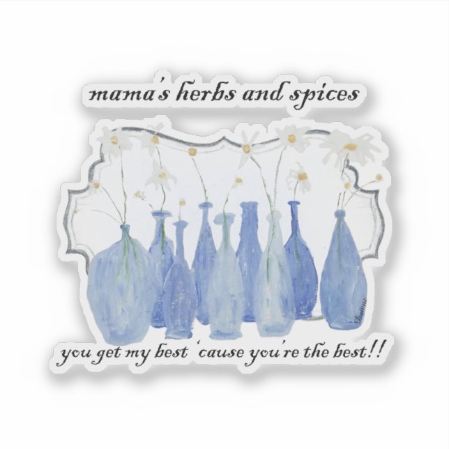 Adesivo Hand Painted Daisy Rosemary Jar Bottle  (Frente)