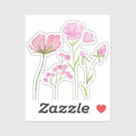 Adesivo Hand-Painted Pink Wildflowers Illustration