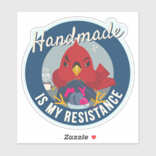 Adesivo Handmade é Minha Resistência Insígnia Redonda Azul