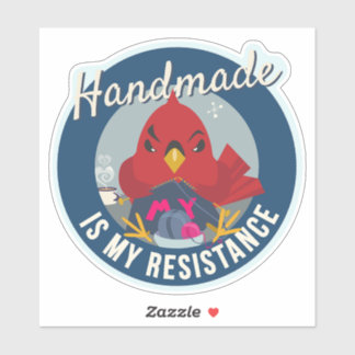 Adesivo Handmade é Minha Resistência Insígnia Redonda Azul