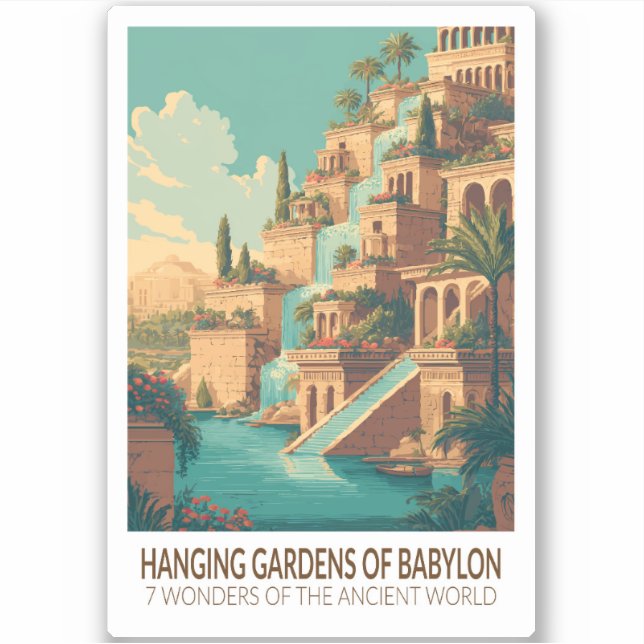 Adesivo Hanging Gardens of Babylon 7 Wonders of the World (Frente)