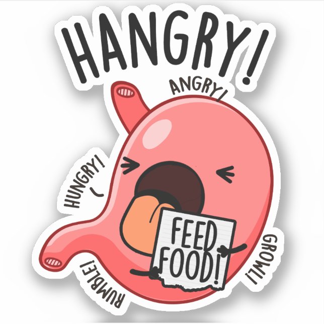 Adesivo Hangry Funny Stomach Pun (Frente)