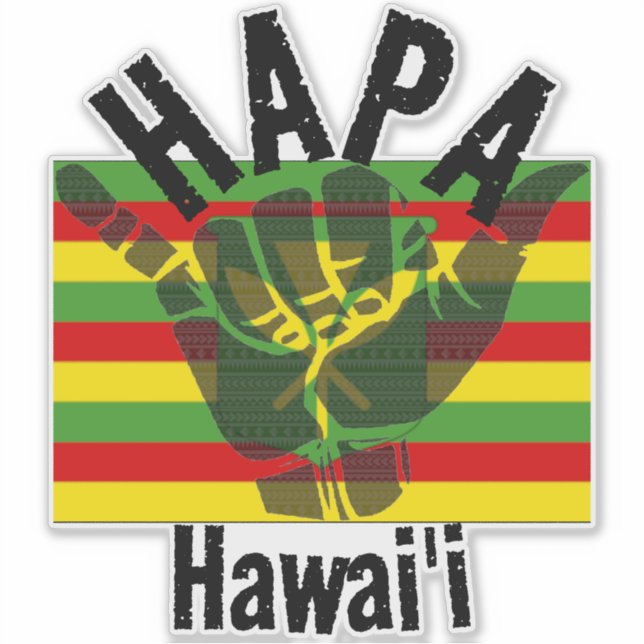 Adesivo HAPA HAWAII Kānaka Maoli Flag TRIBAL SHAKA BG (Frente)