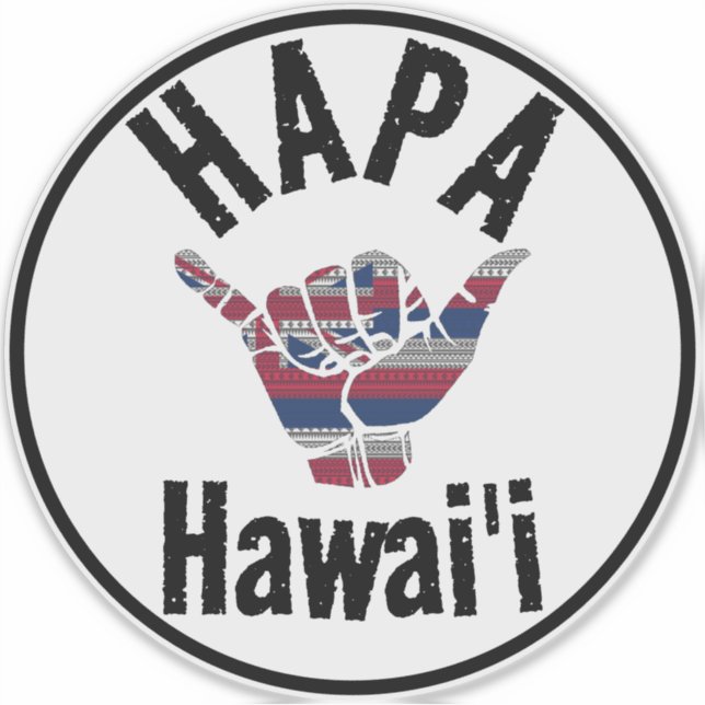 Adesivo HAPA HAWAII TRIBAL HI Flag SHAKA (Frente)