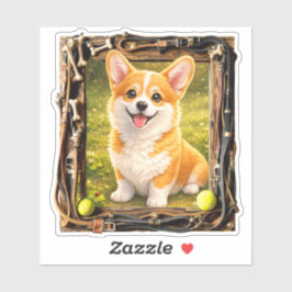 Adesivo Happiness, Framed - Corgi Pup