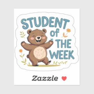 Adesivo Happy Bear "Student of the Week" Reward Sticker