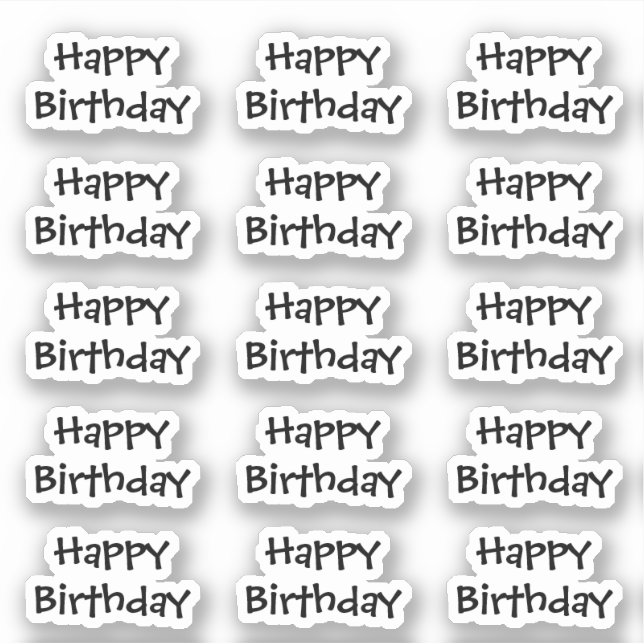 Adesivo Happy Birthday Custom Age Text Color Black White (Frente)