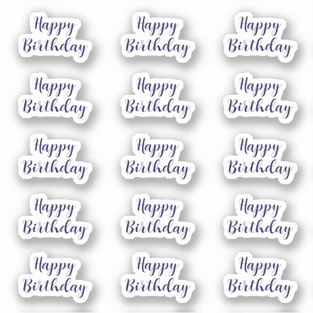 Adesivo Happy Birthday Custom Text Age Navy Blue Simple (Frente)