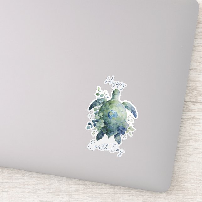 Adesivo Happy Earth Day Turtle Design (Detalhe)