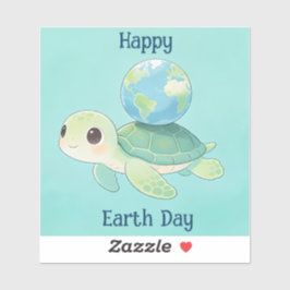 Adesivo Happy Earth Day Turtle with Globe