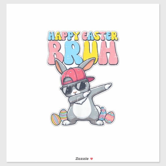 Adesivo Happy Easter Bruh Bunny Dab Rabbit Dance Boys Kids (Folha)